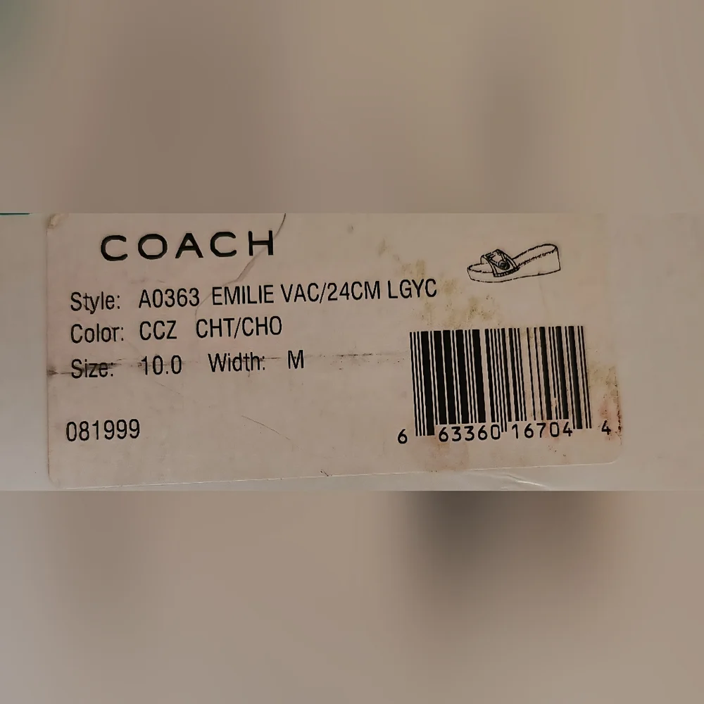 Coach Emilie Dark Brown and Cream Women's Sandals, Size 10 - Picture 4 of 5